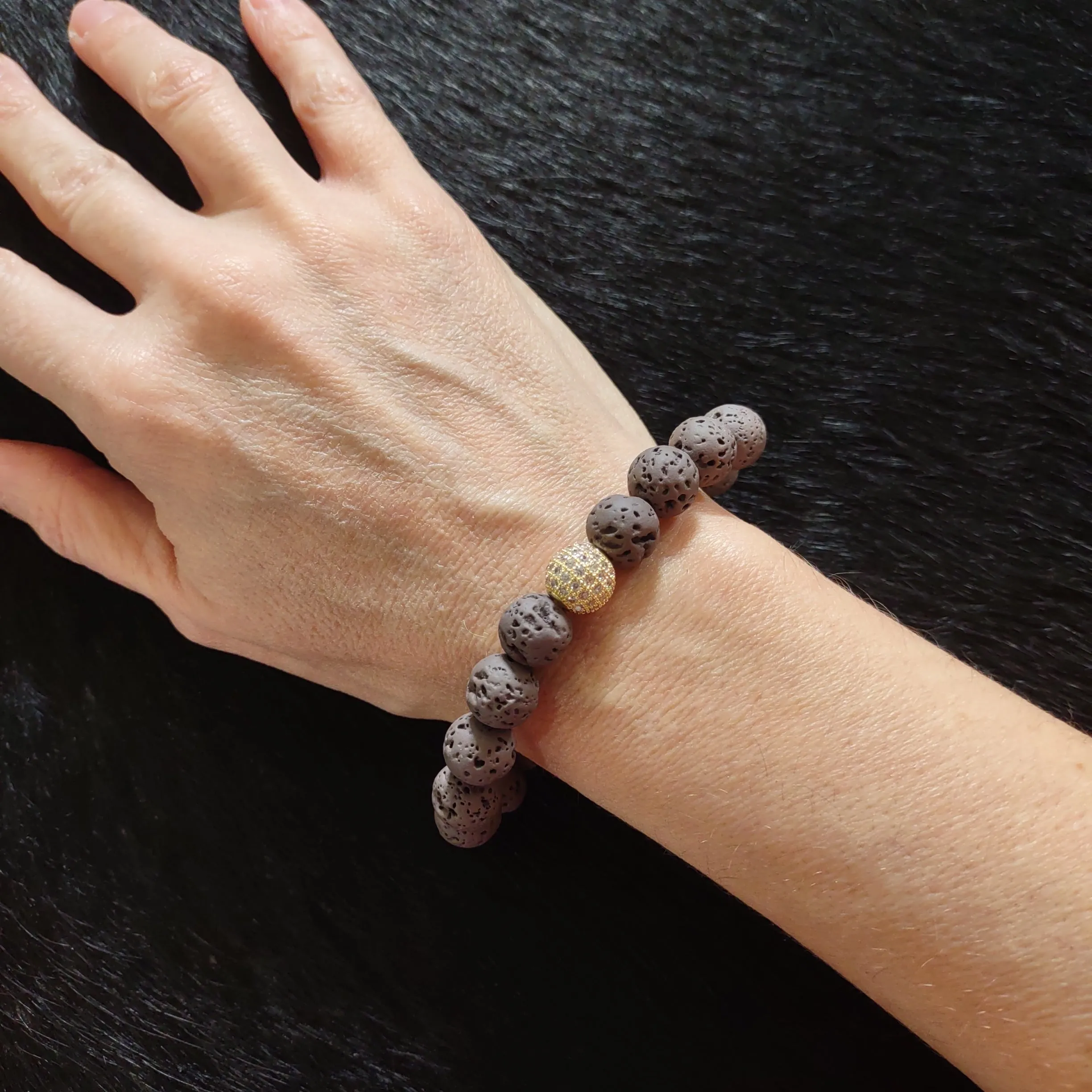 Ghana Charcoal Moon Stretch Bracelet