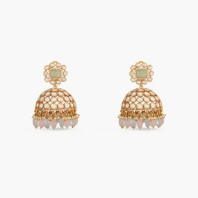 Glaze Floral Moissanite Silver Jhumki Earrings