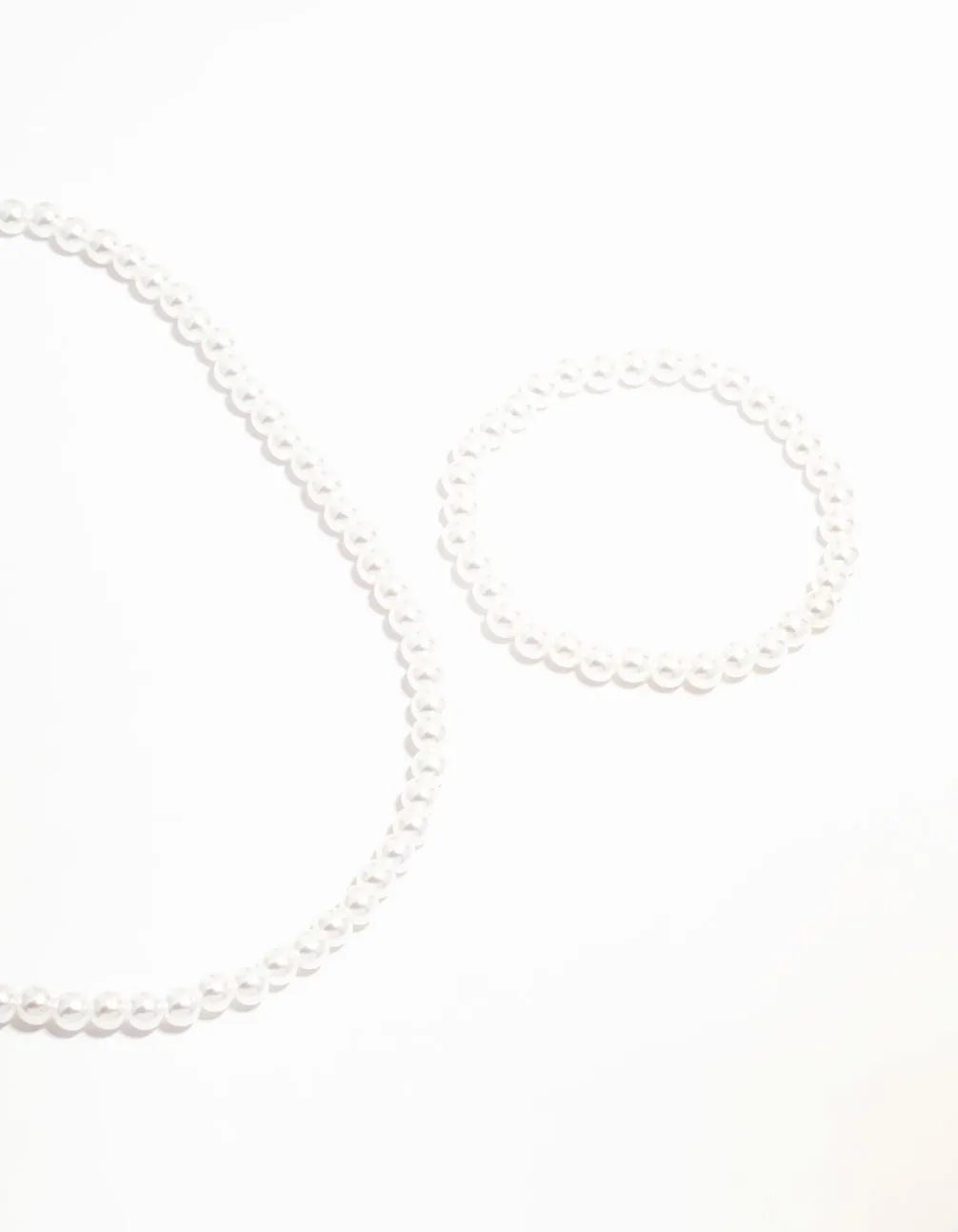 Gold Classic Pearl Stretch Bracelet & Necklace Set
