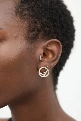 Gold F Is Fendi Crystal Earrings