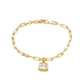 Gold Filled Link Chain CZ Charm Bracelet