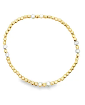 Gold Filled Stackable 3mm Ball Bracelet with Pearls