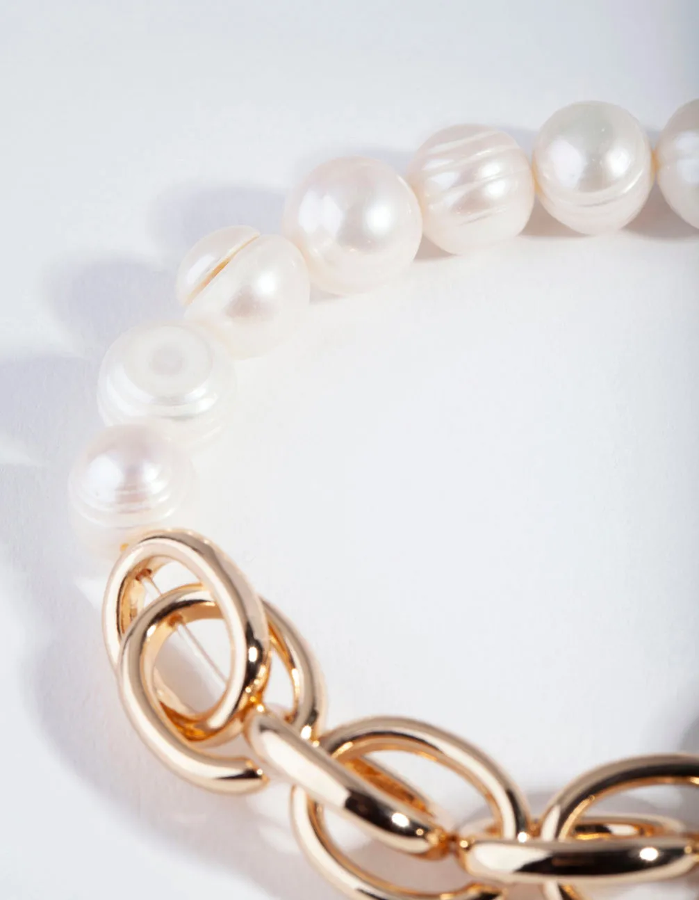 Gold Pearl and Chain Bracelet