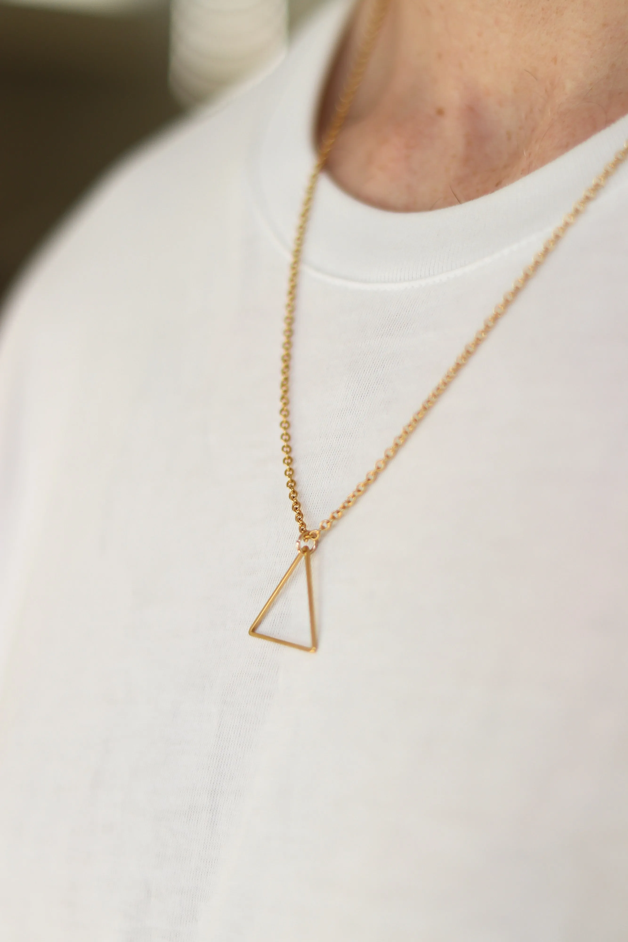 Gold triangle necklace for men, stainless steel chain necklace, gift wrapped gift for him