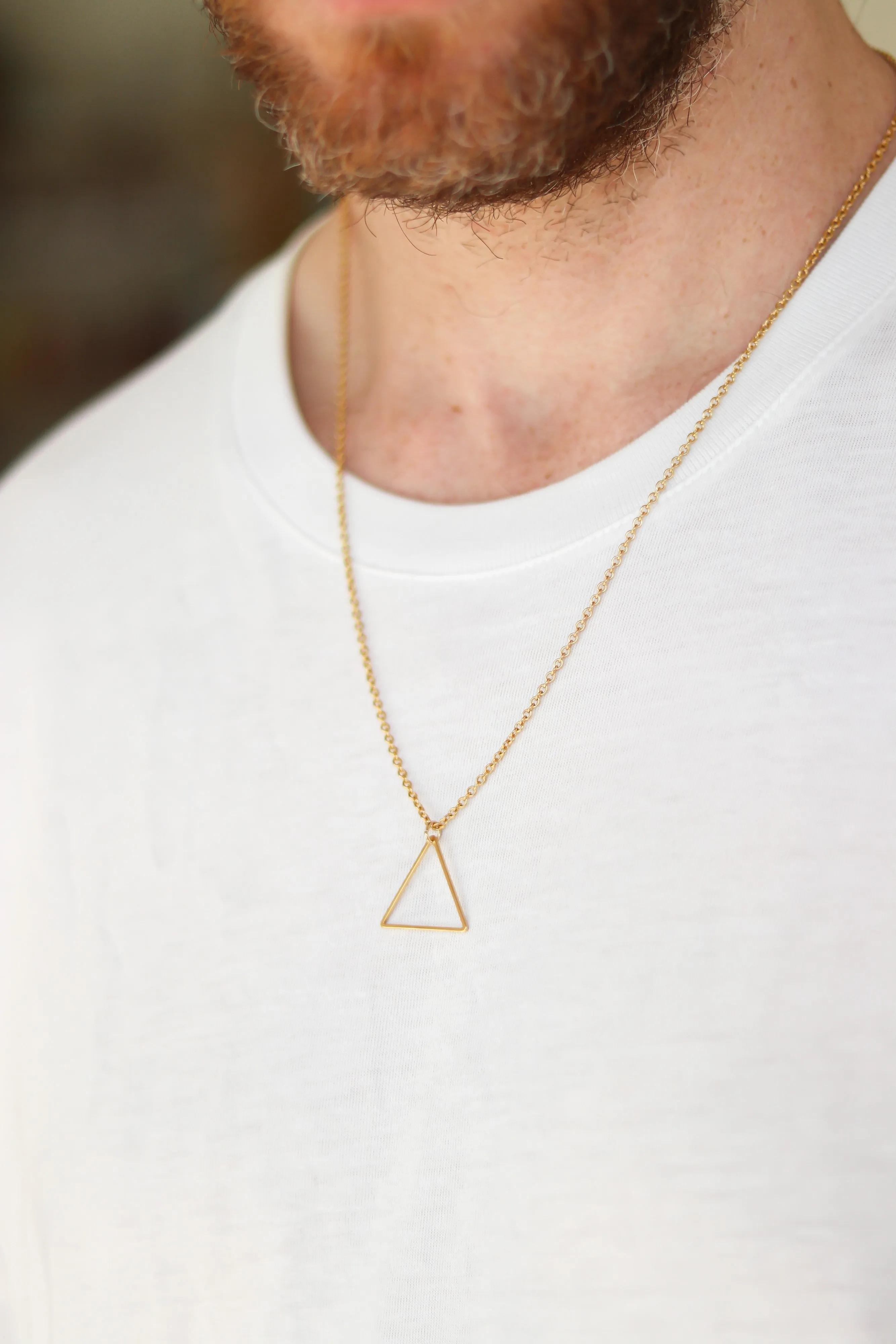Gold triangle necklace for men, stainless steel chain necklace, gift wrapped gift for him