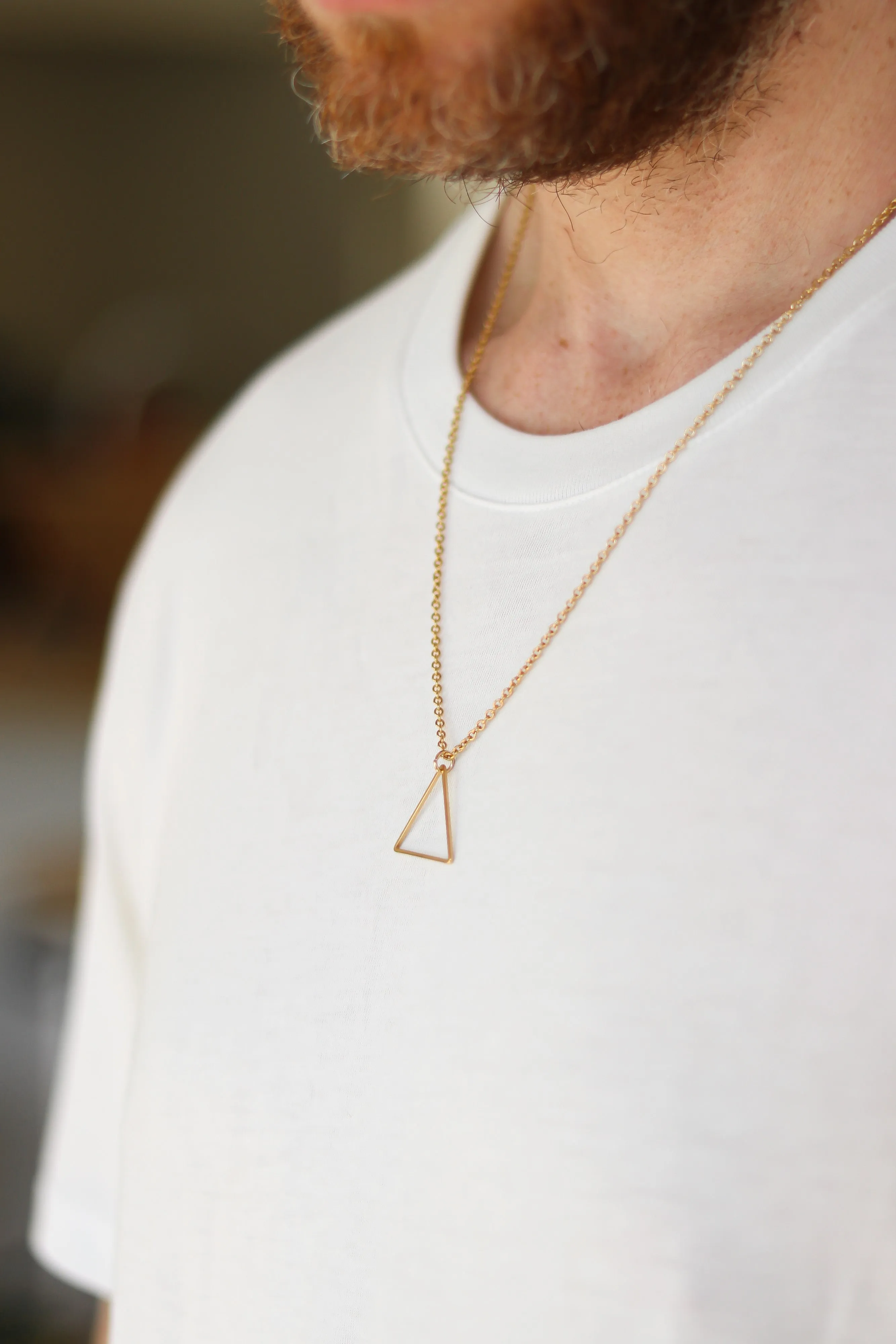 Gold triangle necklace for men, stainless steel chain necklace, gift wrapped gift for him