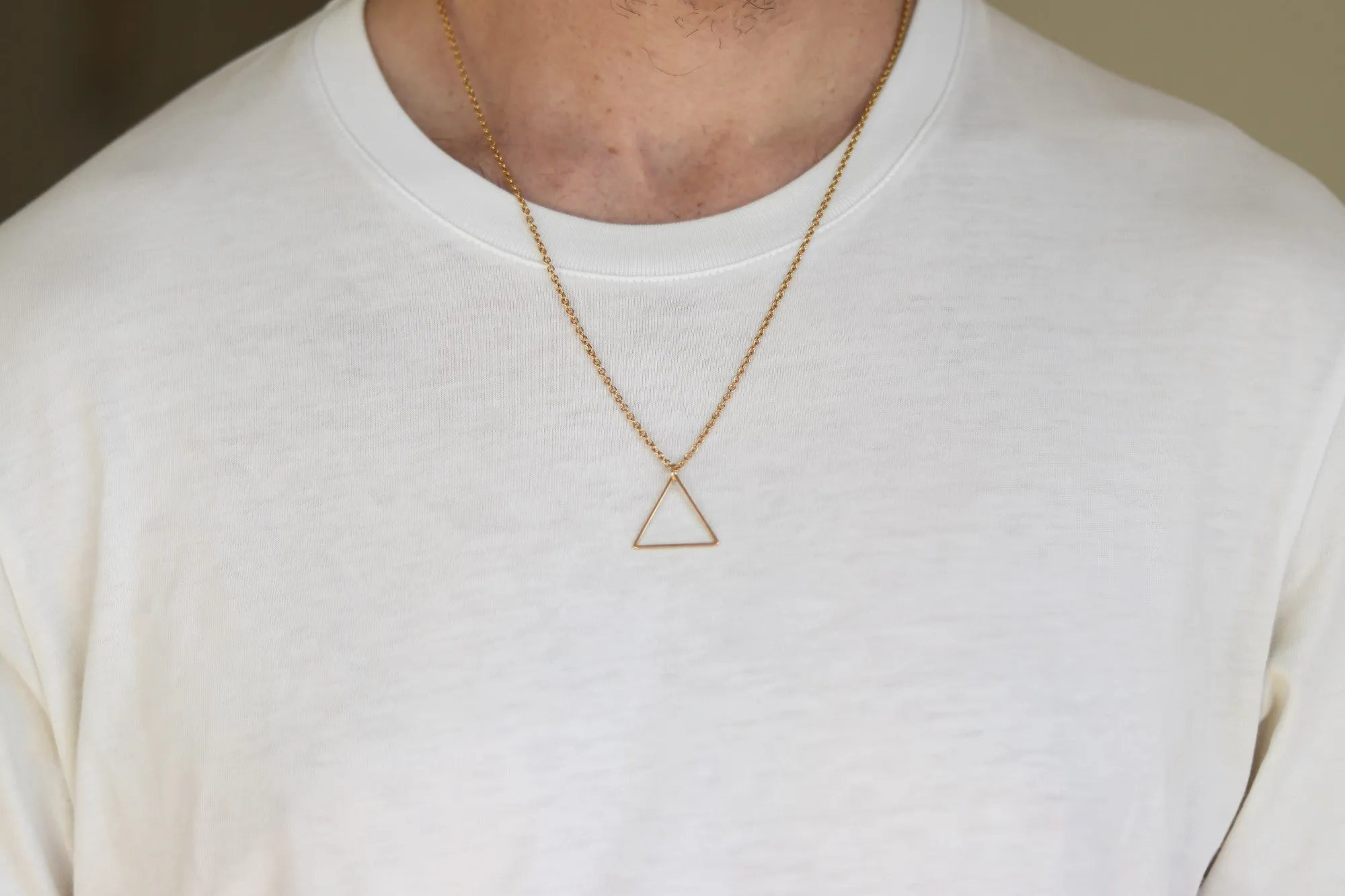 Gold triangle necklace for men, stainless steel chain necklace, gift wrapped gift for him