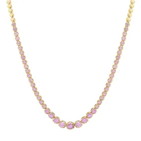 Graduated Pink Sapphire Tennis Necklace