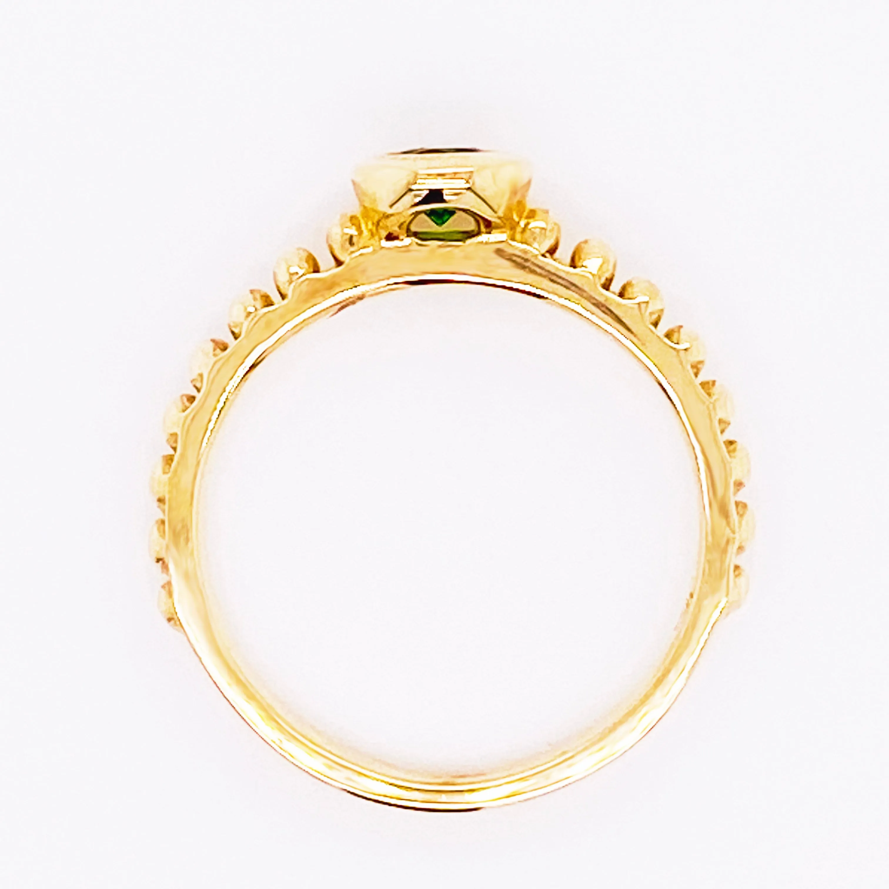 Green Diopside 14 Karat Gold Stackable Solitaire Ring