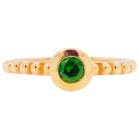 Green Diopside 14 Karat Gold Stackable Solitaire Ring