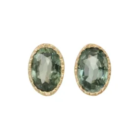 Green Sapphire Oval Wisp Earring (Pair) (ready to ship option)*