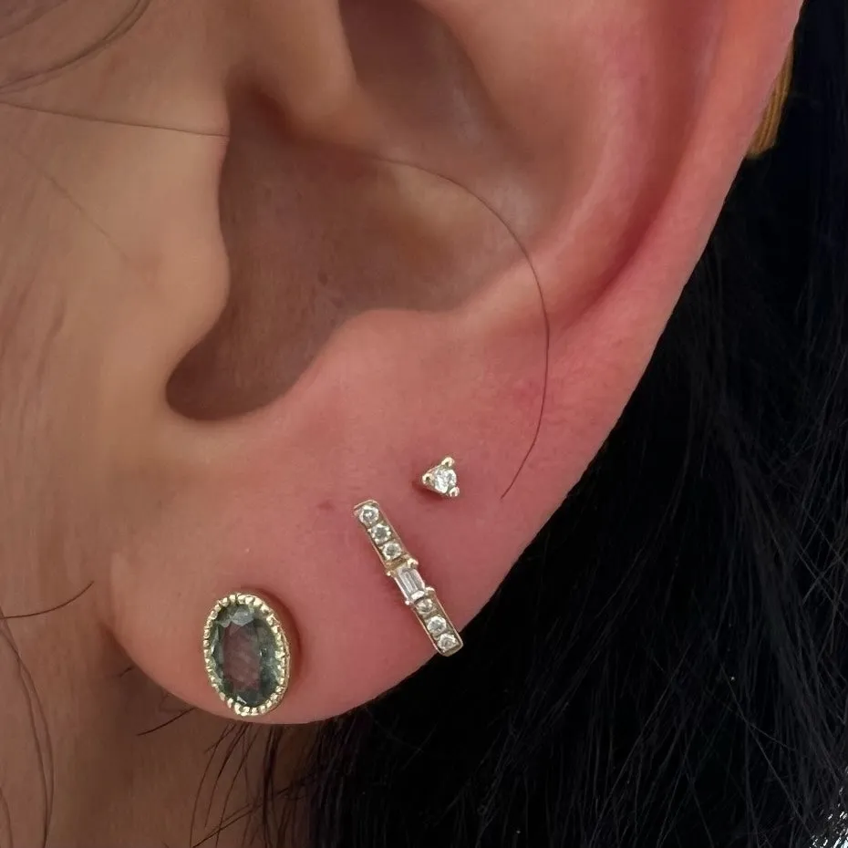 Green Sapphire Oval Wisp Earring (Pair) (ready to ship option)*
