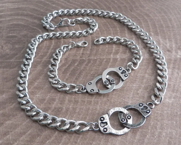 Handcuff Bracelet on Link Chain with keys