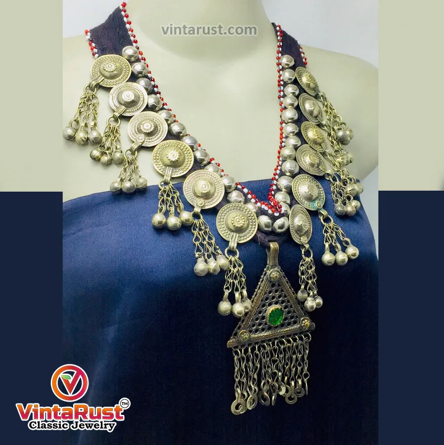 Handmade Turkmen Necklace With Dangling Pendant
