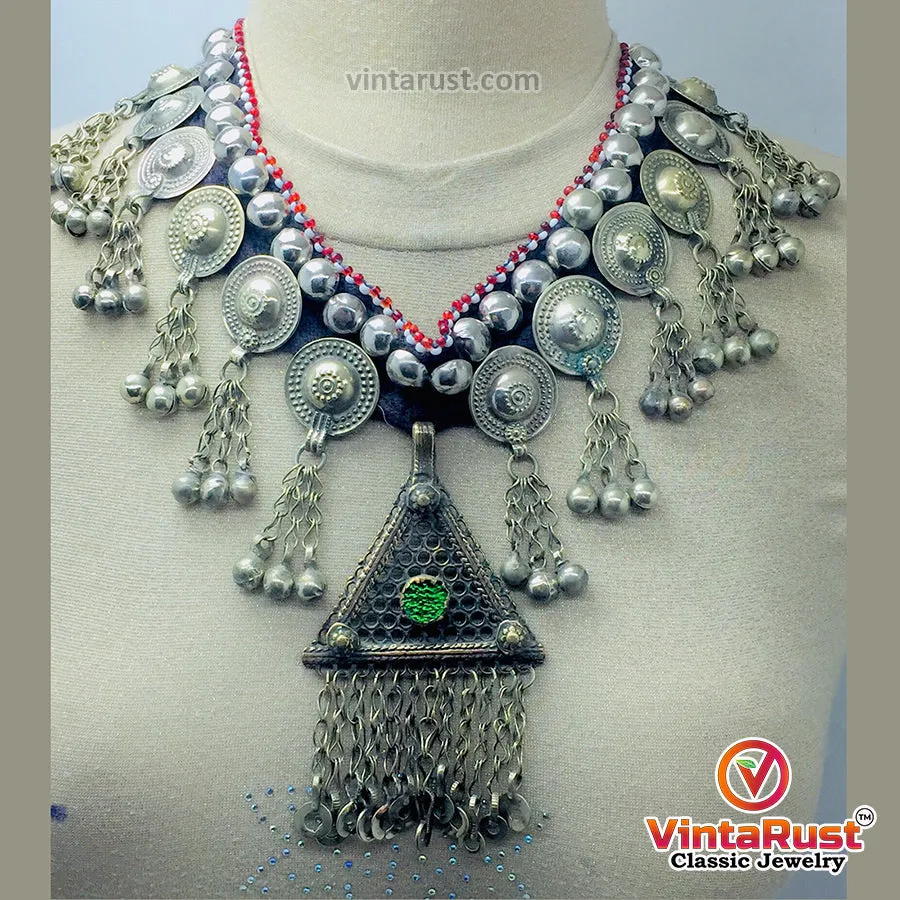 Handmade Turkmen Necklace With Dangling Pendant
