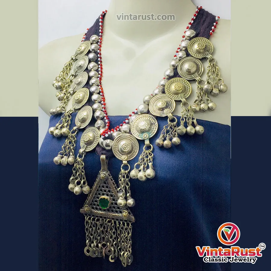 Handmade Turkmen Necklace With Dangling Pendant