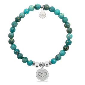 Heart Charm with Blue Opal Jade Charity Bracelet