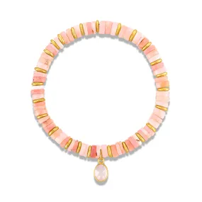 Heishi Gem Bracelet - Pink Opal