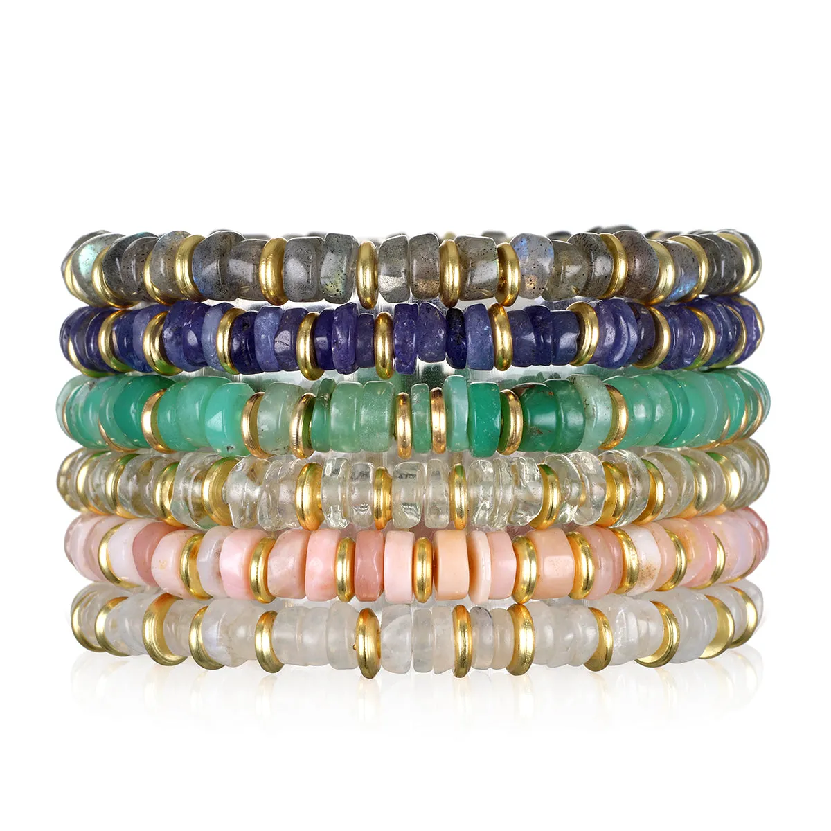 Heishi Gem Bracelet - Pink Opal