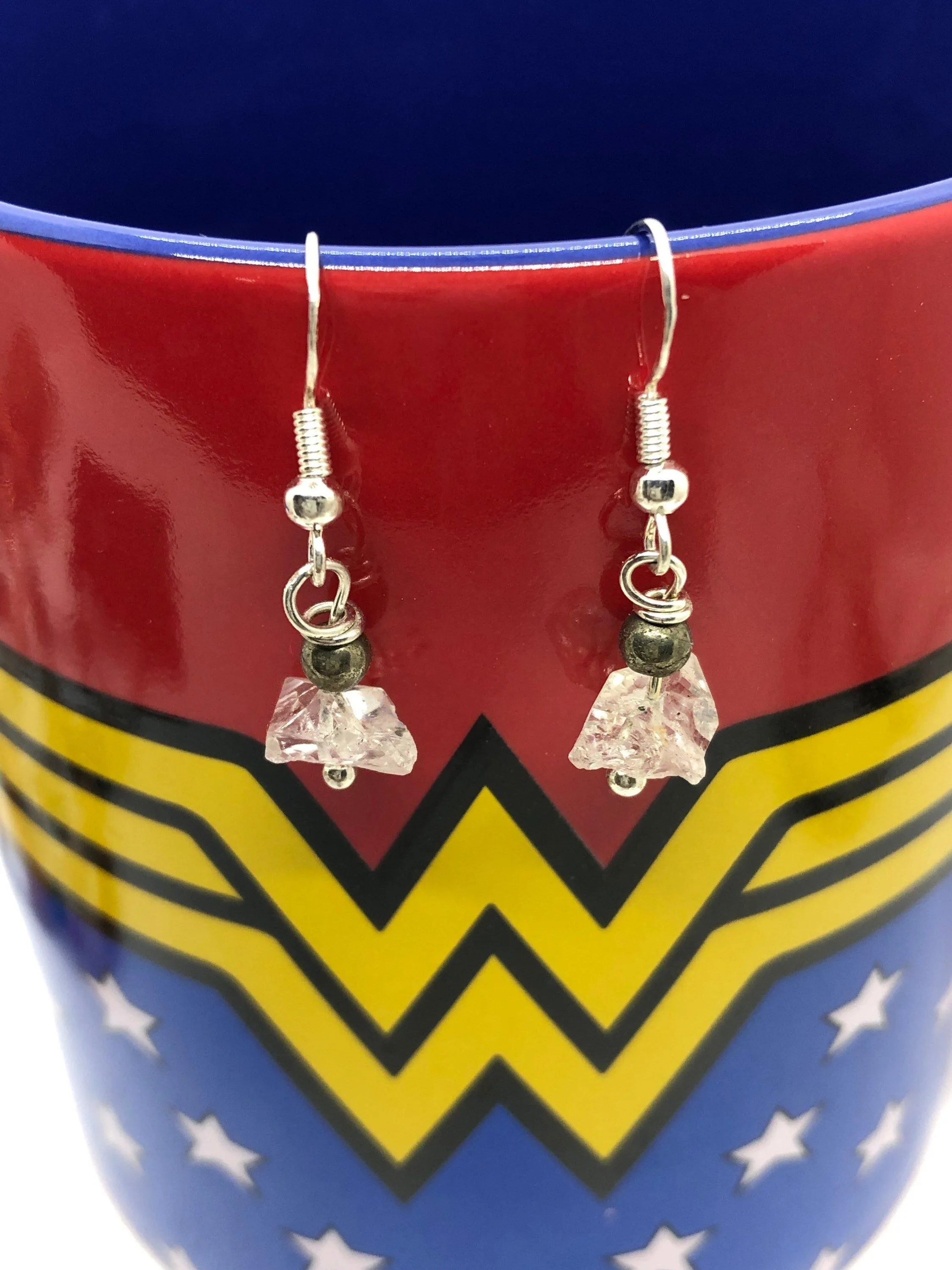 Herkimer Diamond Sterling Silver Hooks Drop Dangle Earrings