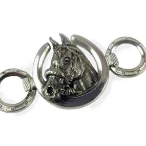 Horse Head with Horseshoe & Nail Bracelet in Sterling Silver