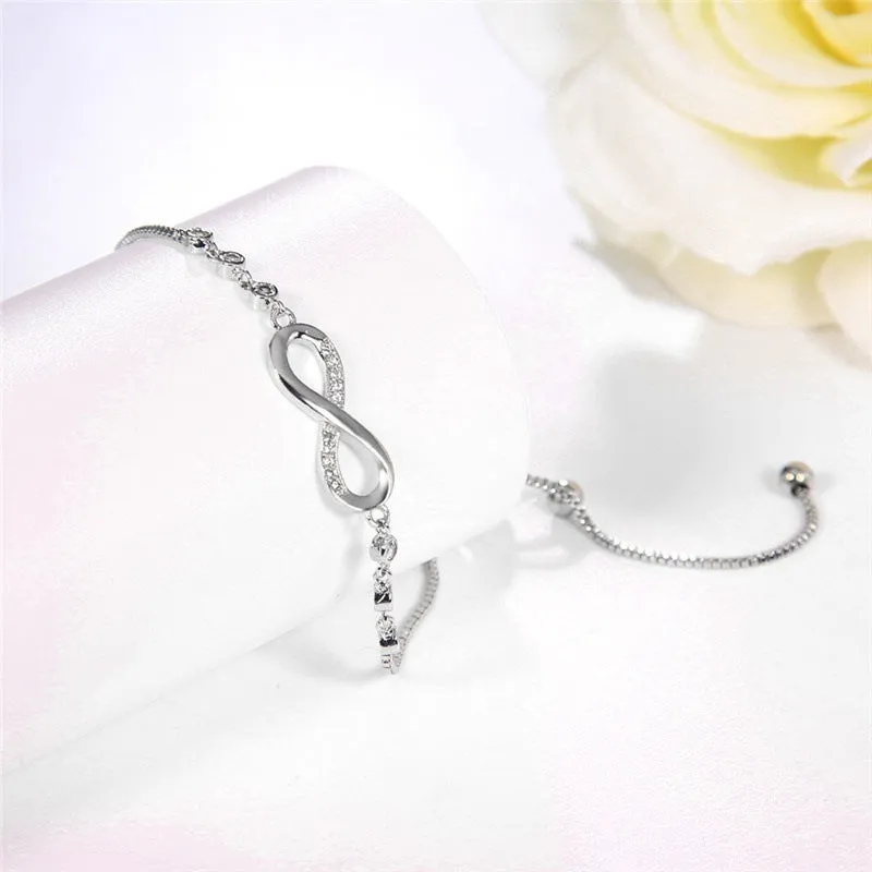 Infinity with Crystal Stone Adjustable Bracelet