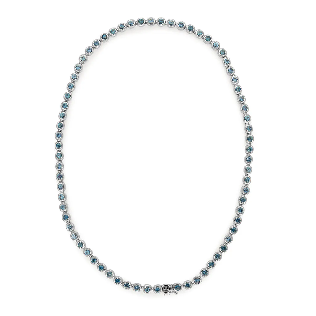 Ingot Eternity Necklace - White Gold & Montana Sapphire