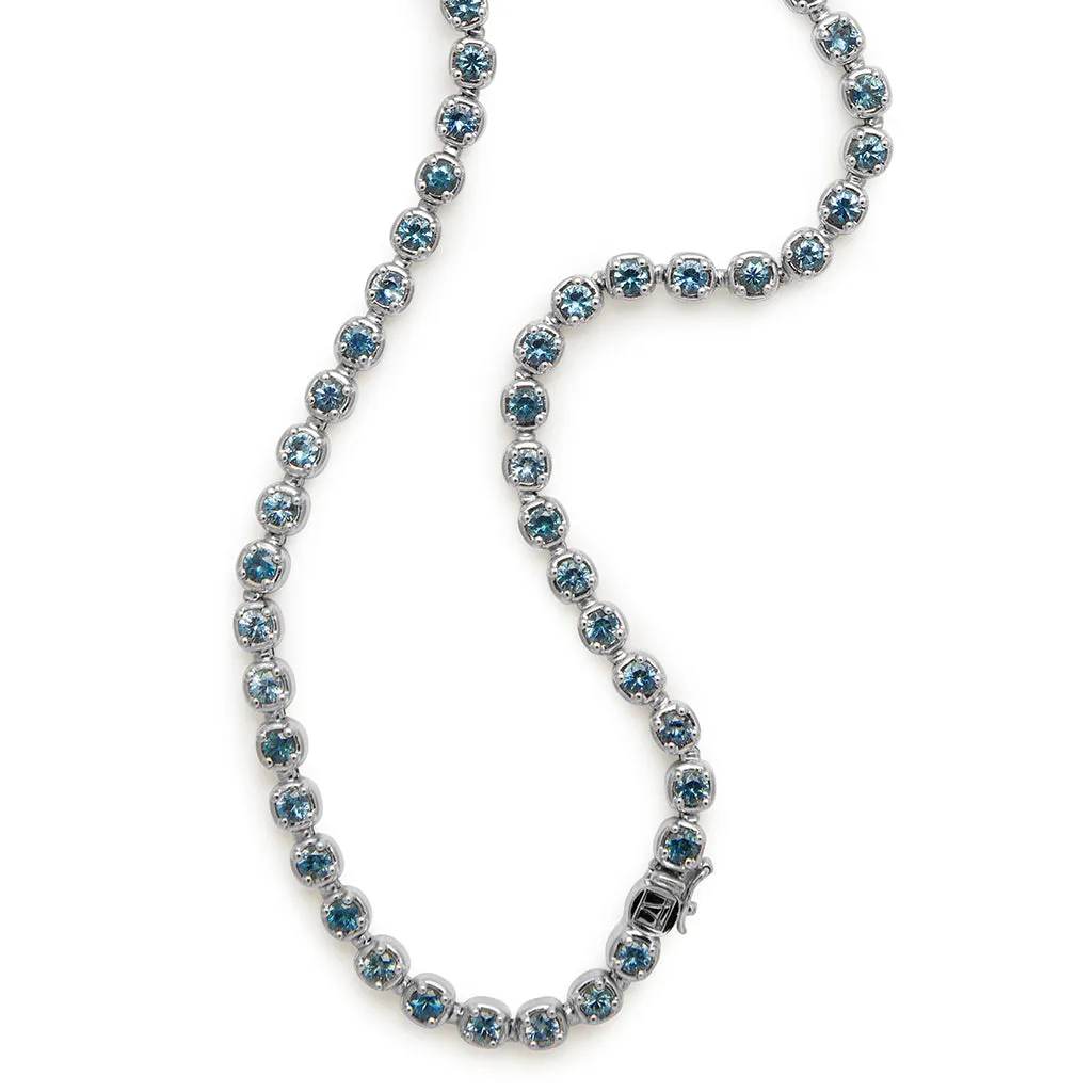 Ingot Eternity Necklace - White Gold & Montana Sapphire