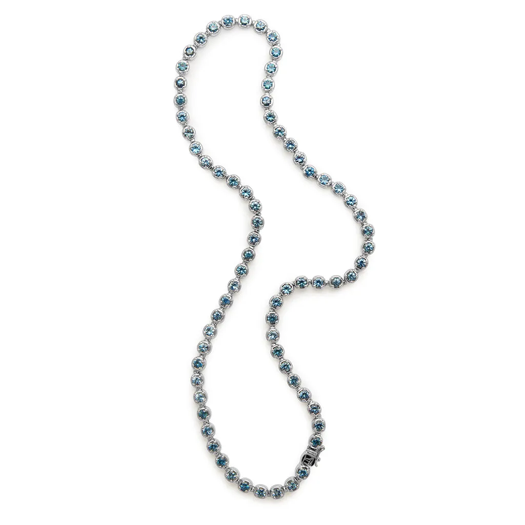 Ingot Eternity Necklace - White Gold & Montana Sapphire