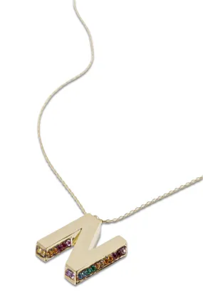 Initials 14-Karat Gold Sapphire Necklace