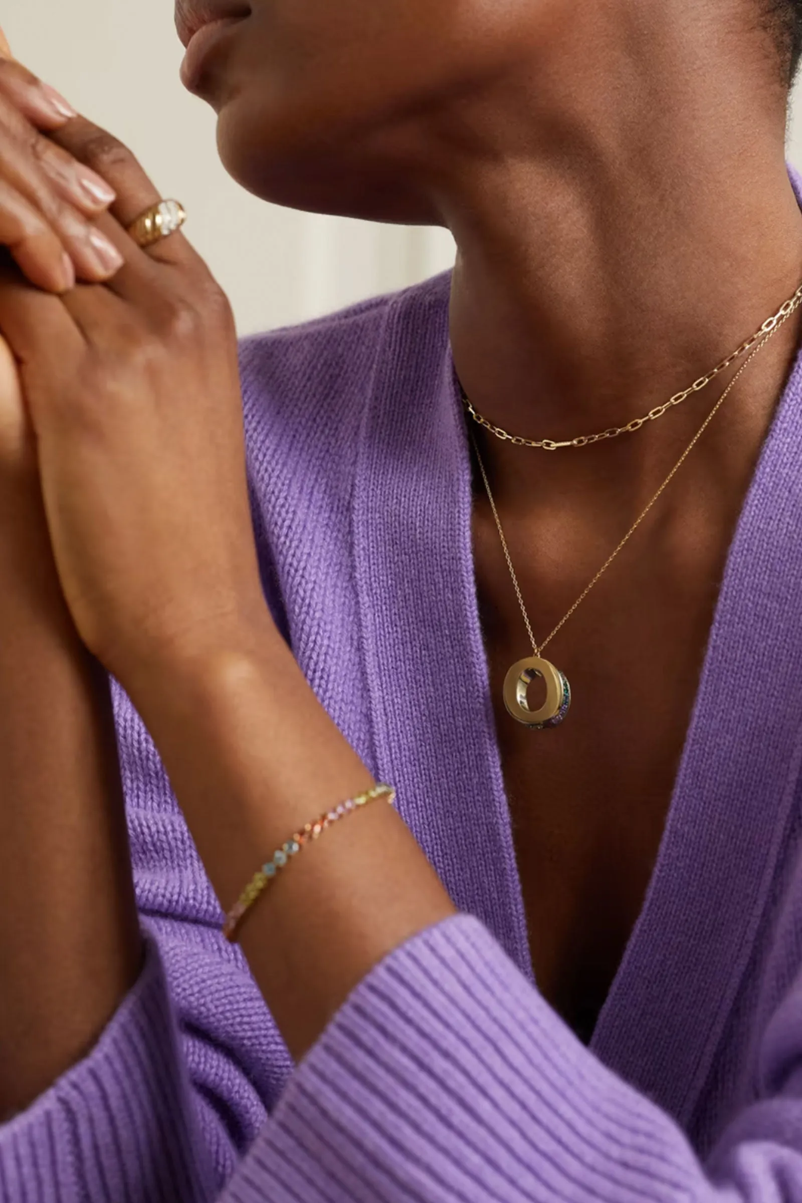 Initials 14-Karat Gold Sapphire Necklace