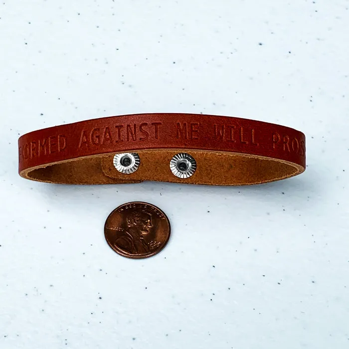 Isaiah 54:17 No Weapon Formed Against Me Large Leather Bracelet