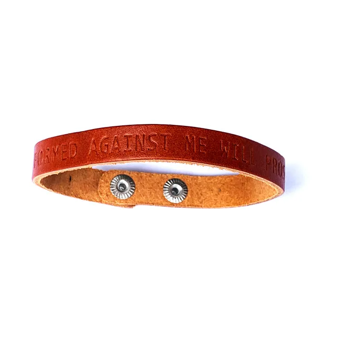 Isaiah 54:17 No Weapon Formed Against Me Large Leather Bracelet