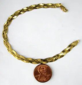 Italian Bracelet Sterling Silver Gold Vermeil Braided Chain 1980s Italy Fashion