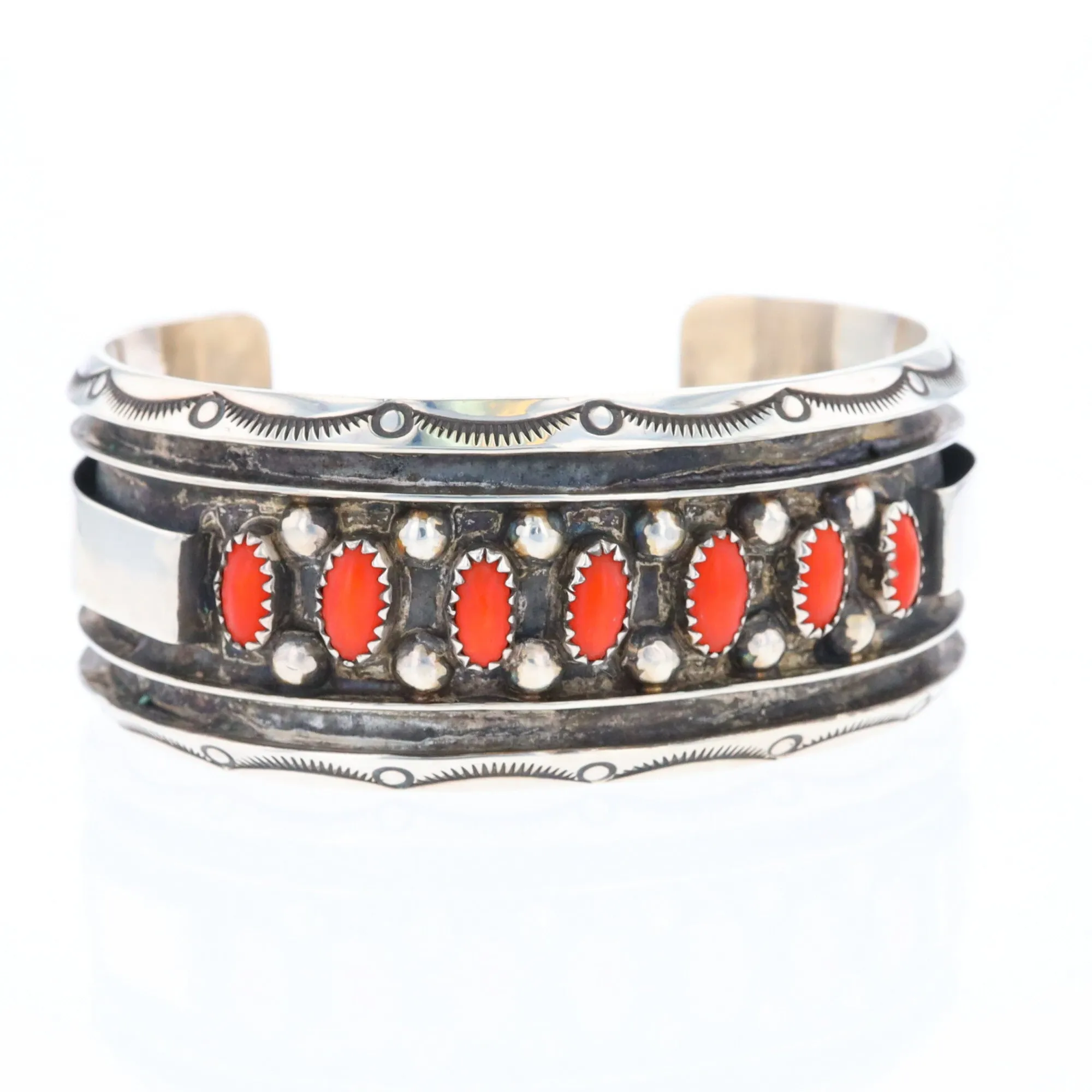 Jackie Singer Navajo Coral Cuff Bracelet