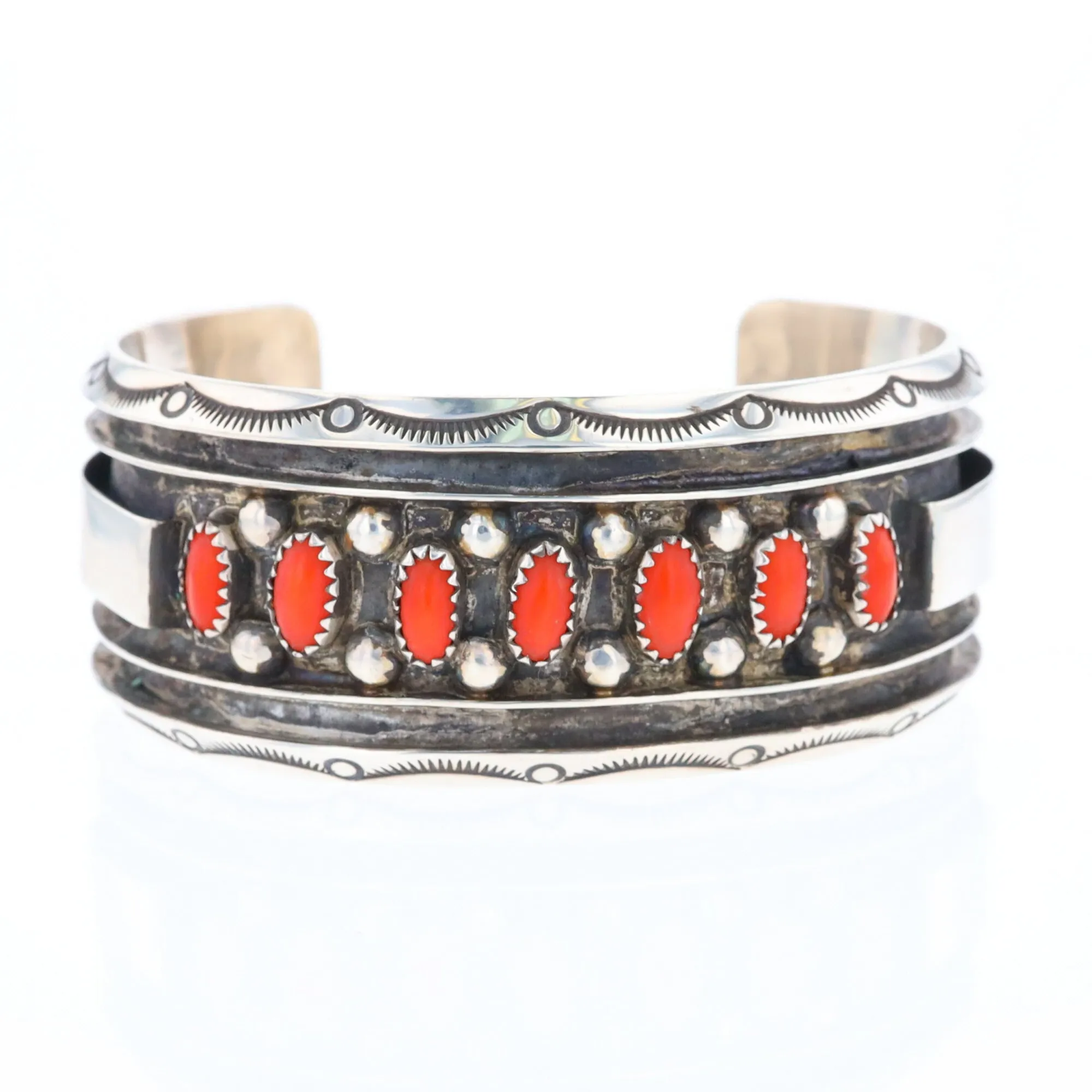 Jackie Singer Navajo Coral Cuff Bracelet