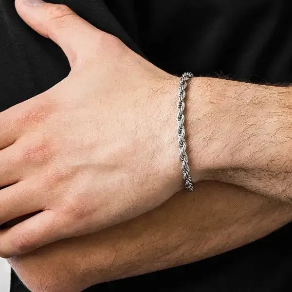 JC - Twisted Rope Chain Bracelet: Minimalist stainless steel, unisex design for men and women