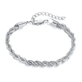 JC - Twisted Rope Chain Bracelet: Minimalist stainless steel, unisex design for men and women