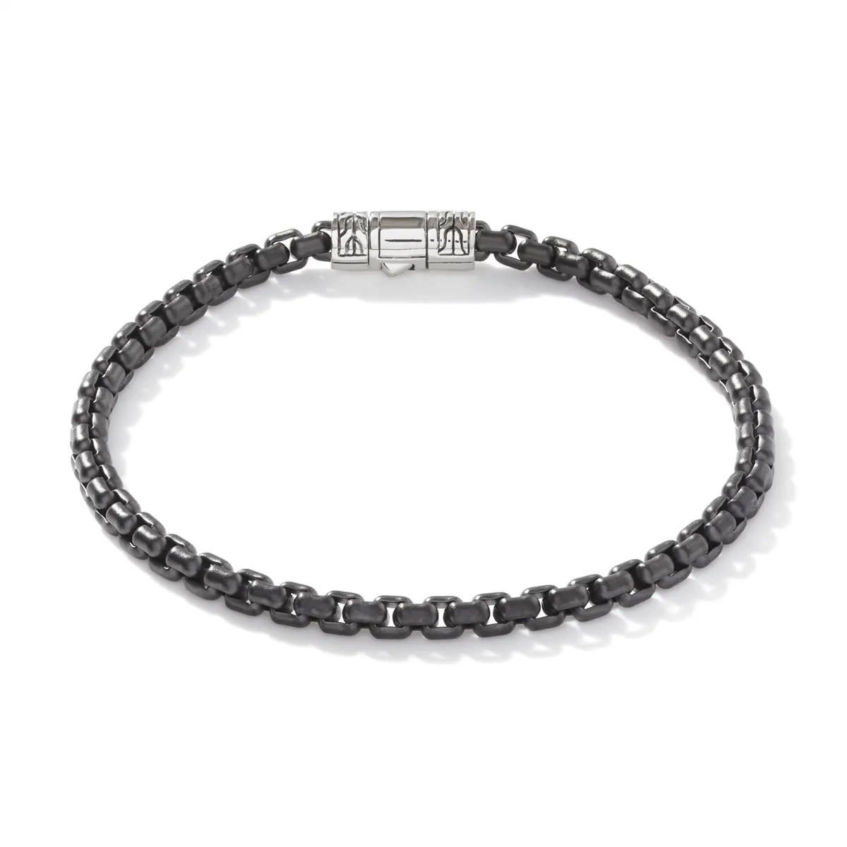 John Hardy Men's Classic Chain Silver w/PVD Box Chain Bracelet