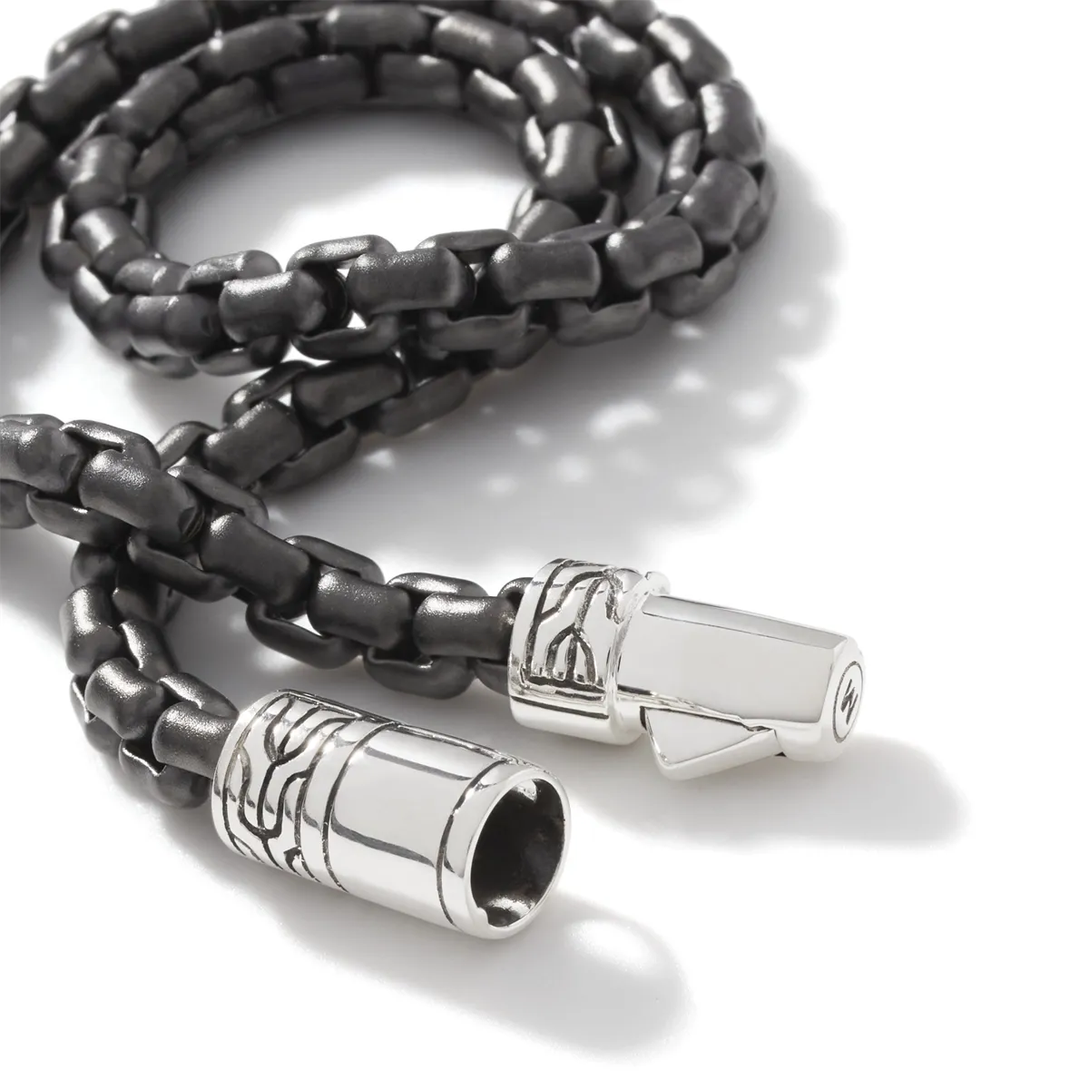 John Hardy Men's Classic Chain Silver w/PVD Box Chain Bracelet