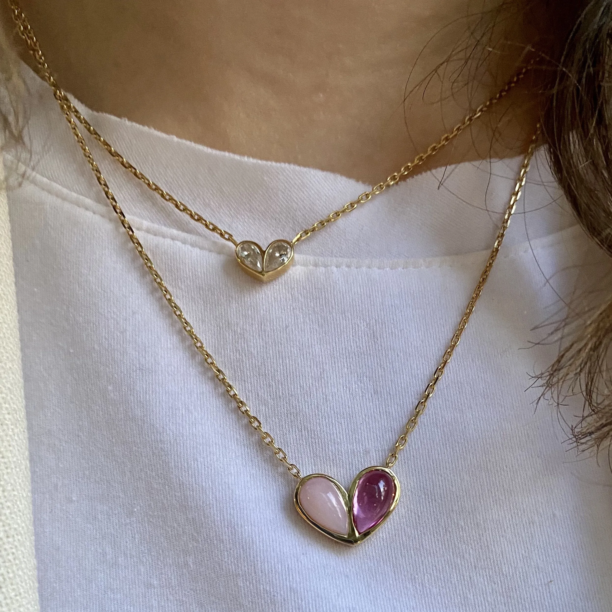 Jumbo Sweetheart Necklace Peridot & Pink Sapphire