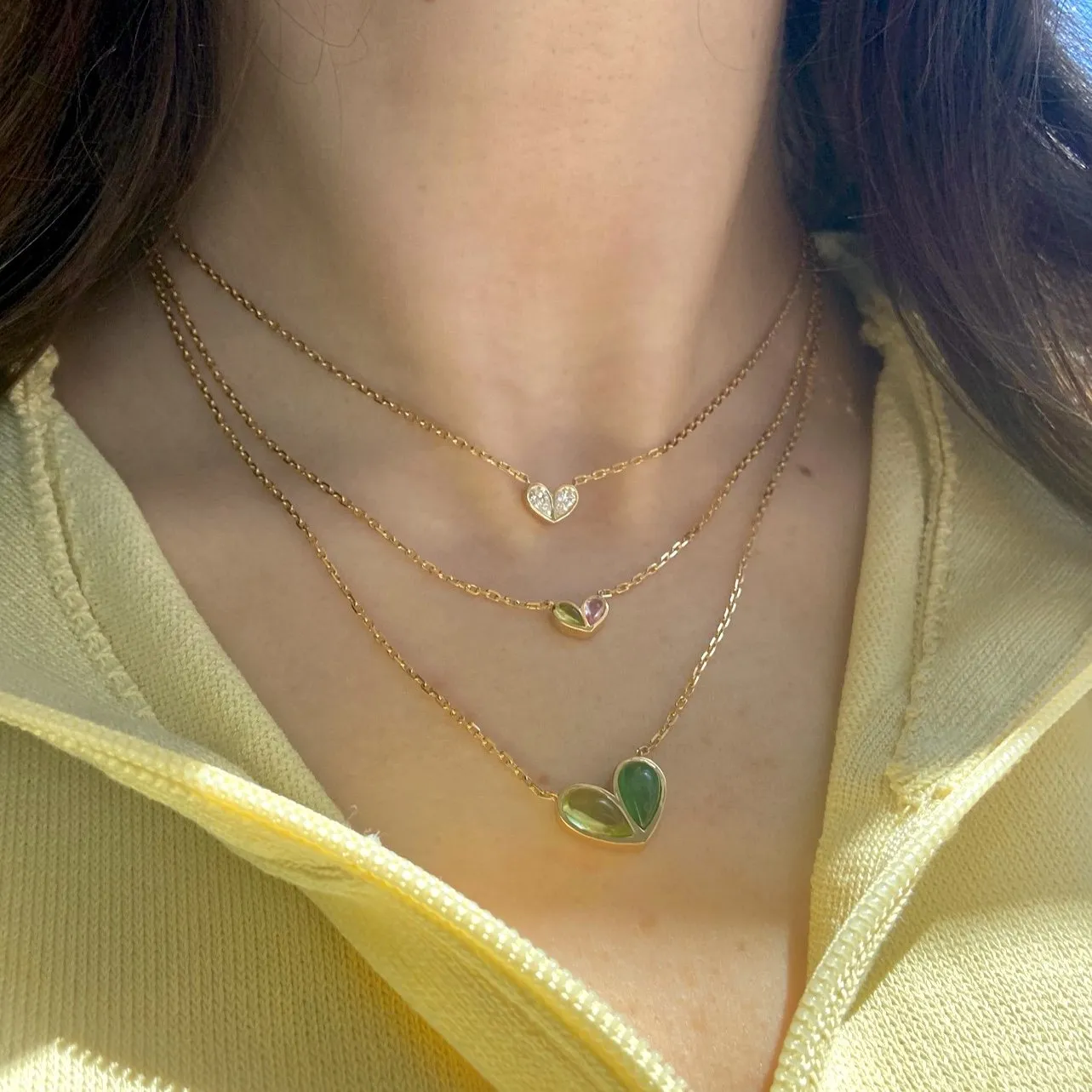 Jumbo Sweetheart Necklace Peridot & Pink Sapphire