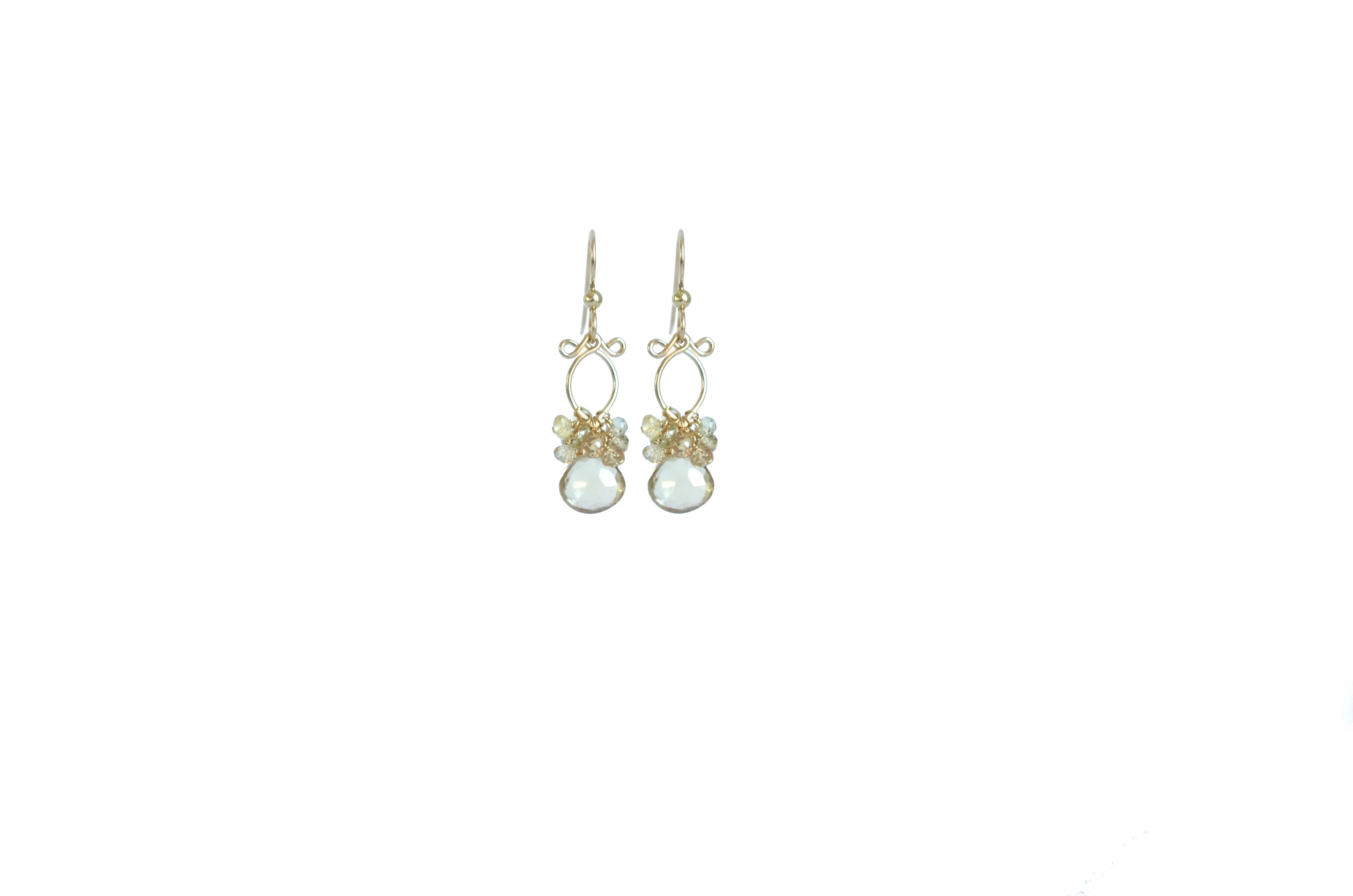 Lana Earrings - Smokey Quartz, Zircons 14k Gold Filled Earrings