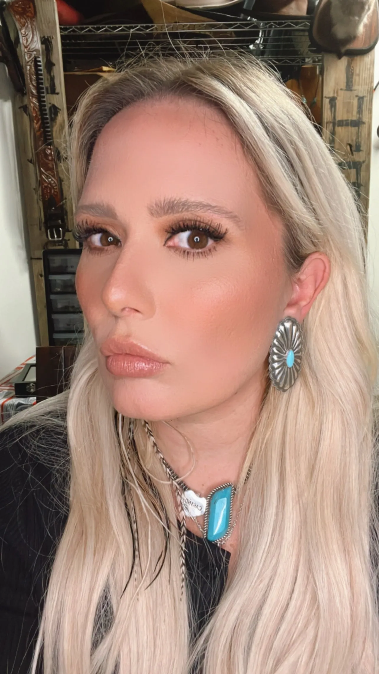 Large Oblong Conchos with Turquoise