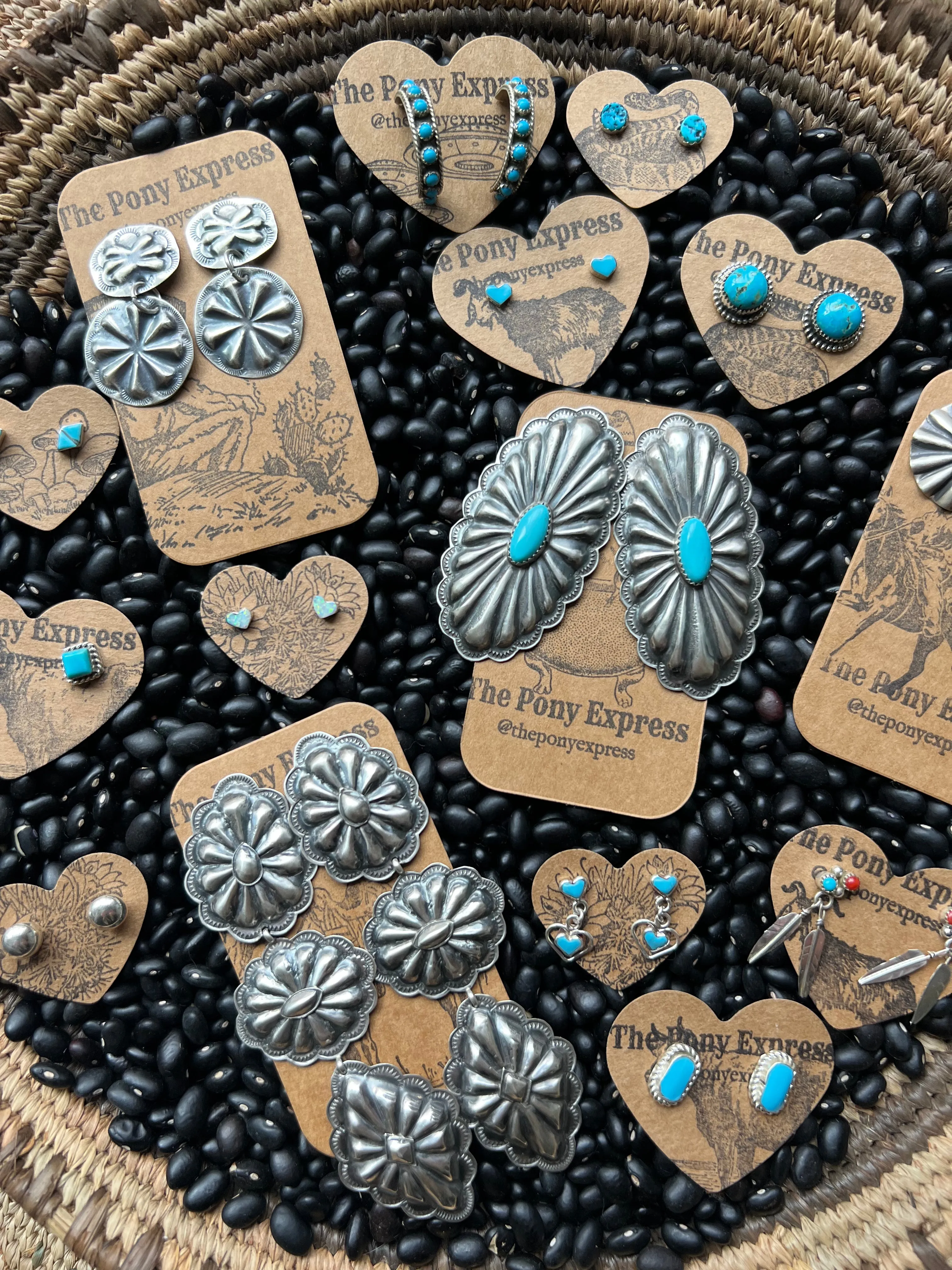Large Oblong Conchos with Turquoise