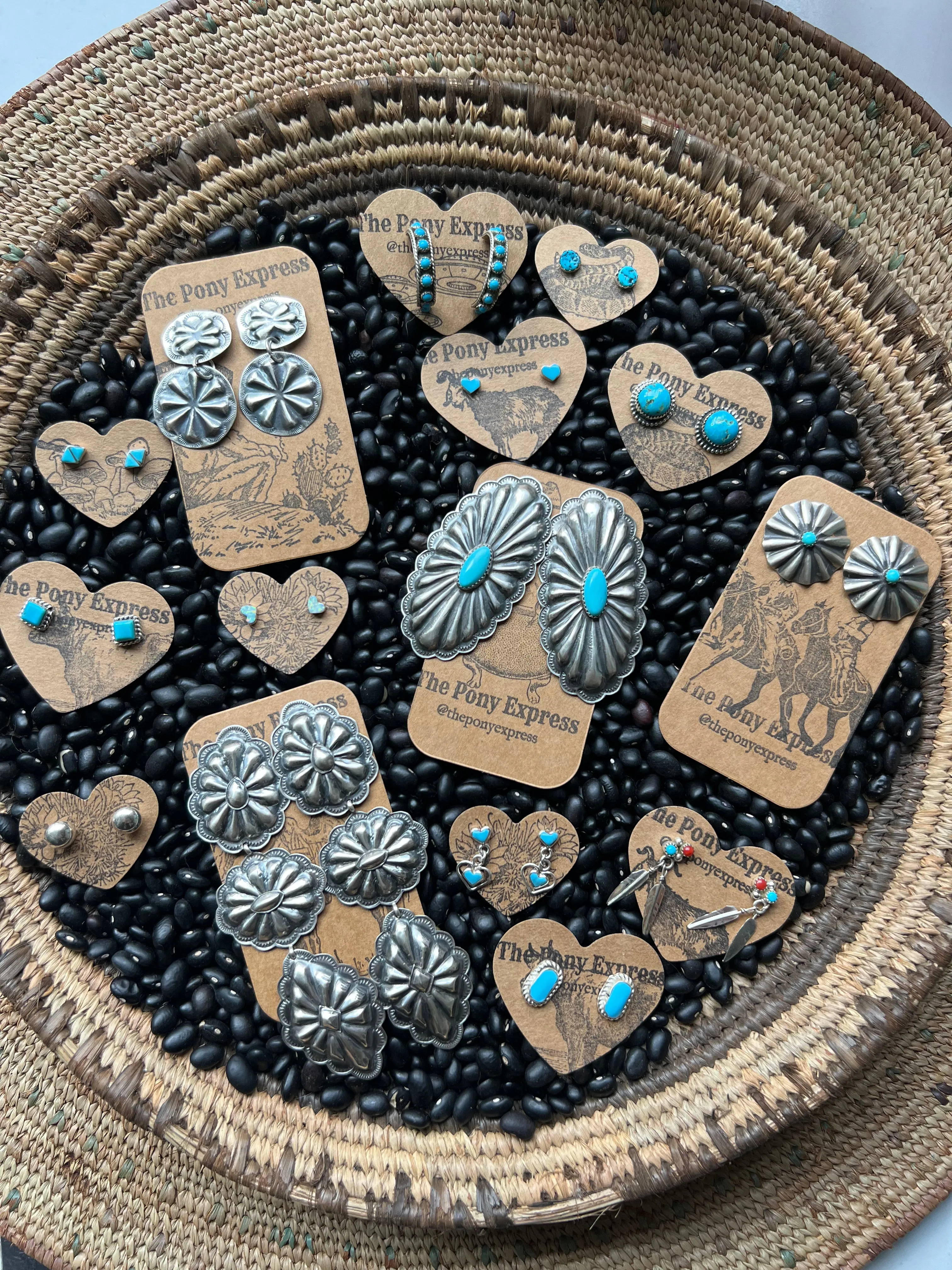 Large Oblong Conchos with Turquoise