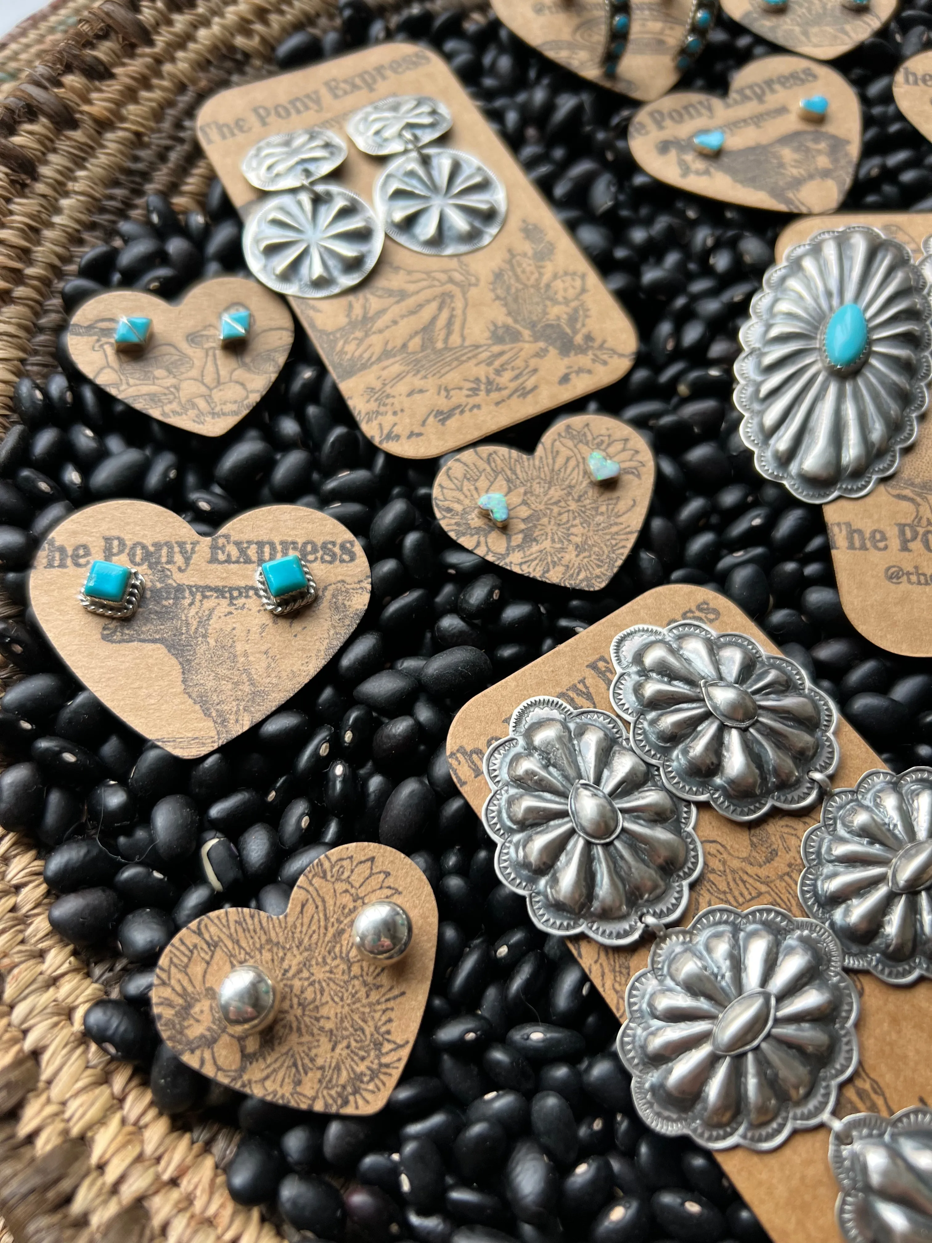 Large Oblong Conchos with Turquoise