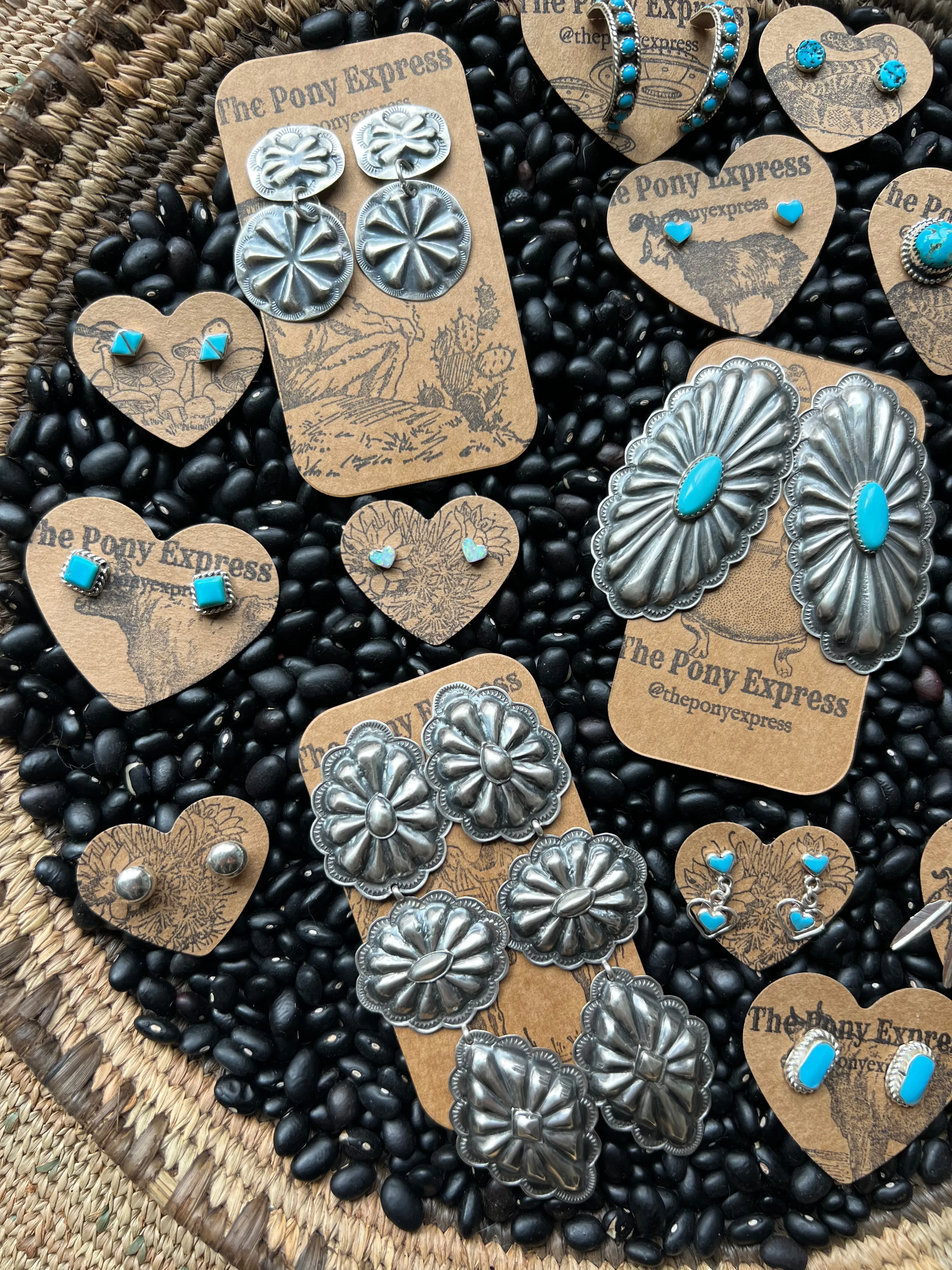 Large Oblong Conchos with Turquoise