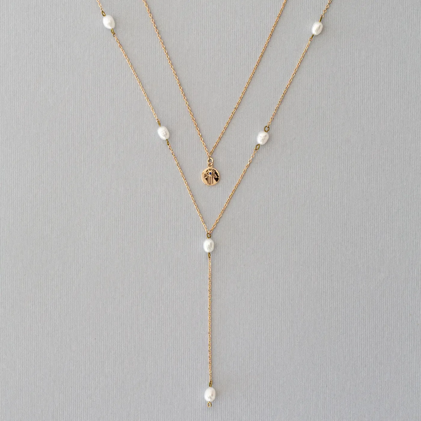 Lariat Necklace Pearls