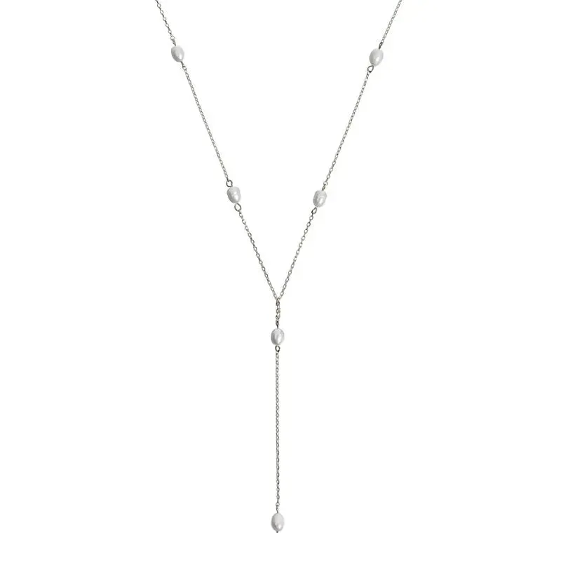 Lariat Necklace Pearls